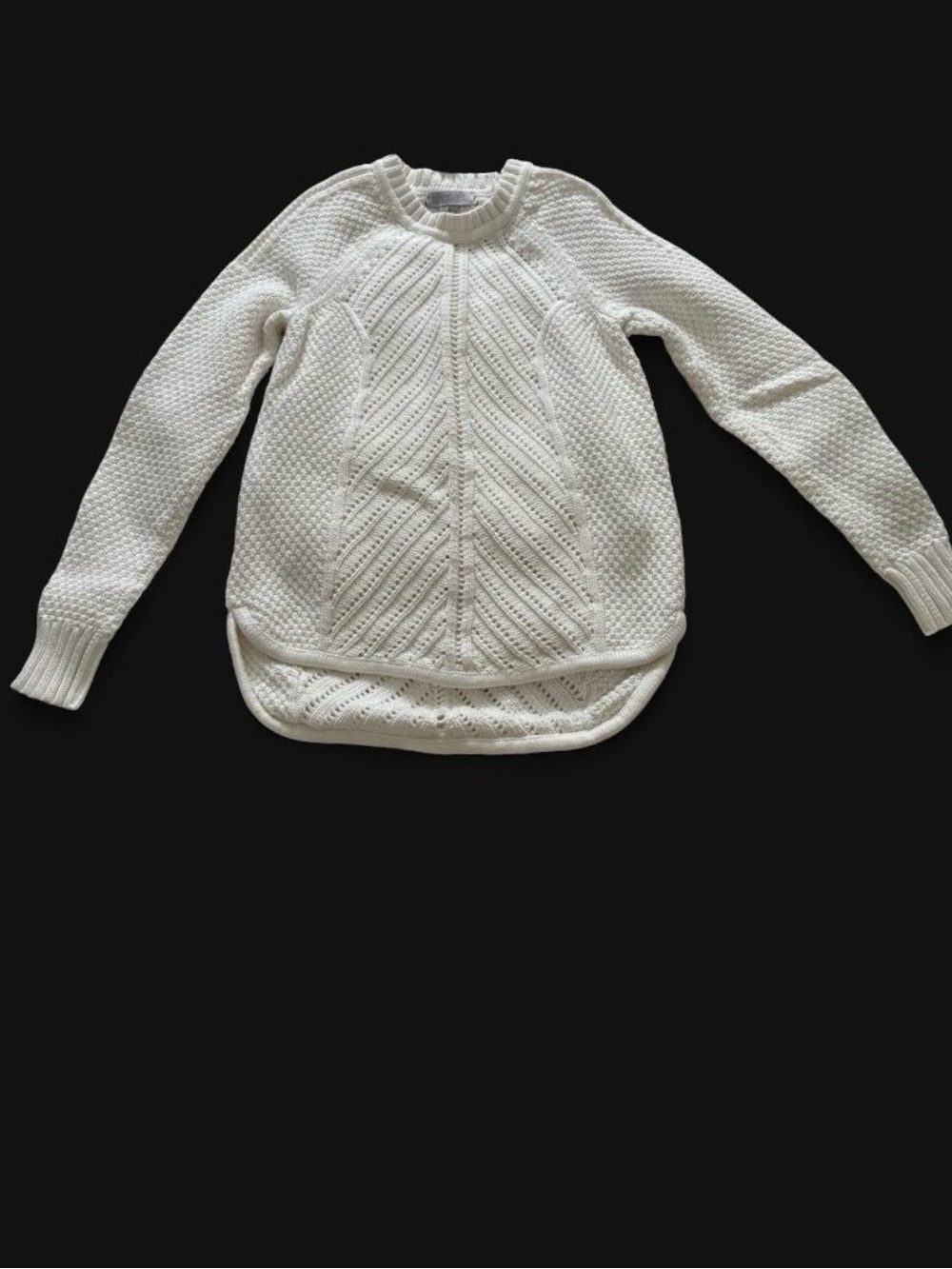 STATE Cream Cable & Pointelle Crewneck Sweater